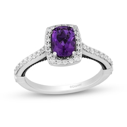 Enchanted Disney Villains Ursula Cushion-Cut Amethyst and 1/3 CT. T.W. Diamond Frame Engagement Ring in 14K White Gold