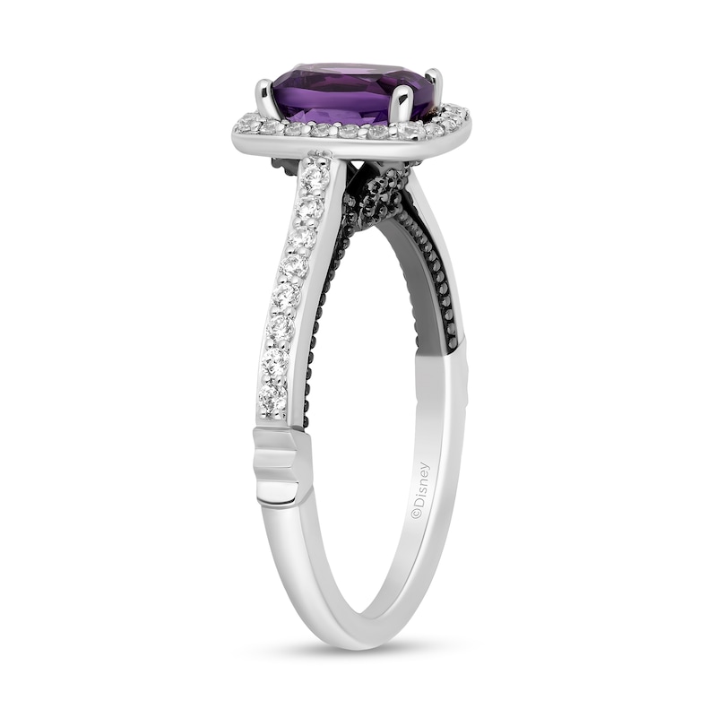 Enchanted Disney Villains Ursula Cushion-Cut Amethyst and 1/3 CT. T.W. Diamond Frame Engagement Ring in 14K White Gold