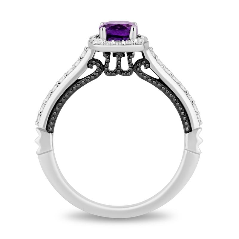 Main Image 3 of Enchanted Disney Villains Ursula Cushion-Cut Amethyst and 1/3 CT. T.W. Diamond Frame Engagement Ring in 14K White Gold