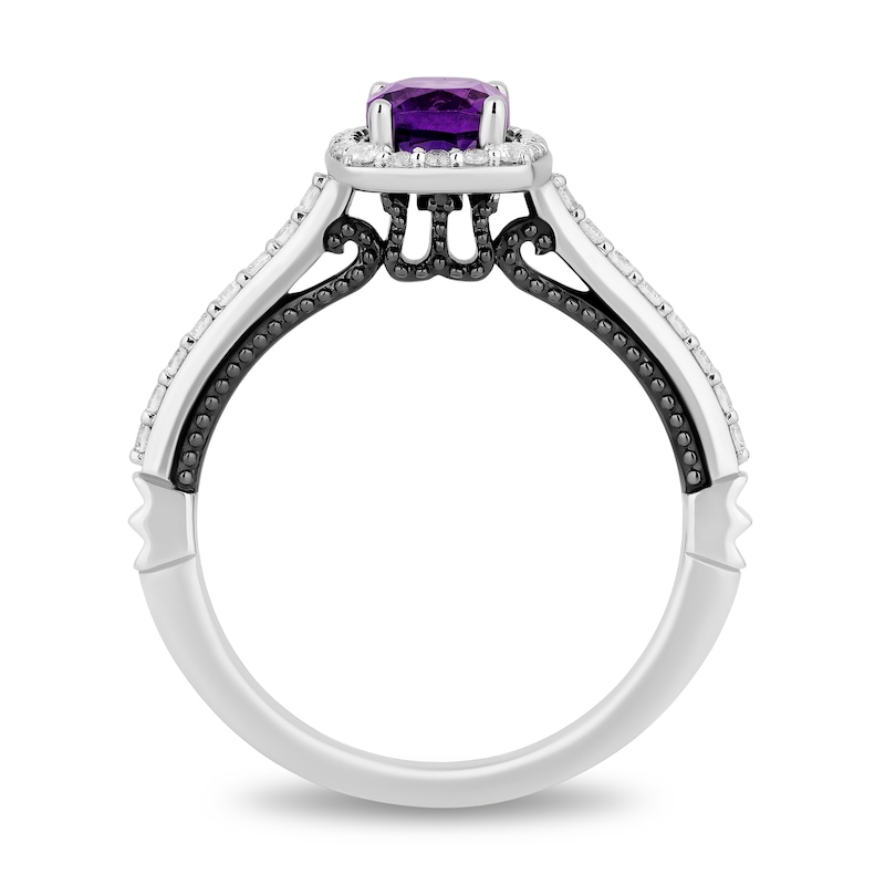 Enchanted Disney Villains Ursula Cushion-Cut Amethyst and 1/3 CT. T.W. Diamond Frame Engagement Ring in 14K White Gold