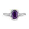 Thumbnail Image 3 of Enchanted Disney Villains Ursula Cushion-Cut Amethyst and 1/3 CT. T.W. Diamond Frame Engagement Ring in 14K White Gold