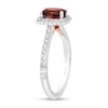 Enchanted Disney Snow White Cushion-Cut Garnet and 1/3 CT. T.W. Diamond Frame Engagement Ring in 14K Two-Tone Gold