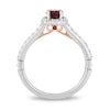 Thumbnail Image 2 of Enchanted Disney Snow White Cushion-Cut Garnet and 1/3 CT. T.W. Diamond Frame Engagement Ring in 14K Two-Tone Gold