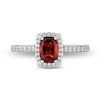 Thumbnail Image 3 of Enchanted Disney Snow White Cushion-Cut Garnet and 1/3 CT. T.W. Diamond Frame Engagement Ring in 14K Two-Tone Gold