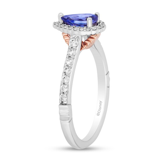 Enchanted Disney Ariel Pear-Shaped Tanzanite and 1/3 CT. T.w. Diamond Frame Engagement Ring in 14K Two-Tone Gold