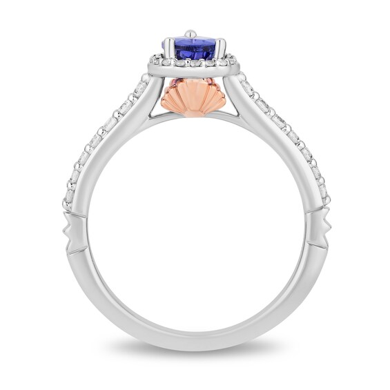 Enchanted Disney Ariel Pear-Shaped Tanzanite and 1/3 CT. T.w. Diamond Frame Engagement Ring in 14K Two-Tone Gold