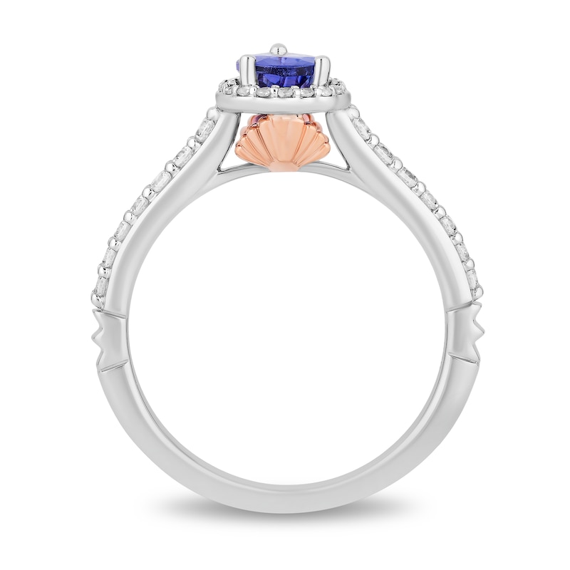 Enchanted Disney Ariel Pear-Shaped Tanzanite and 1/3 CT. T.W. Diamond Frame Engagement Ring in 14K Two-Tone Gold