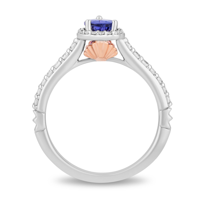 Main Image 3 of Enchanted Disney Ariel Pear-Shaped Tanzanite and 1/3 CT. T.W. Diamond Frame Engagement Ring in 14K Two-Tone Gold