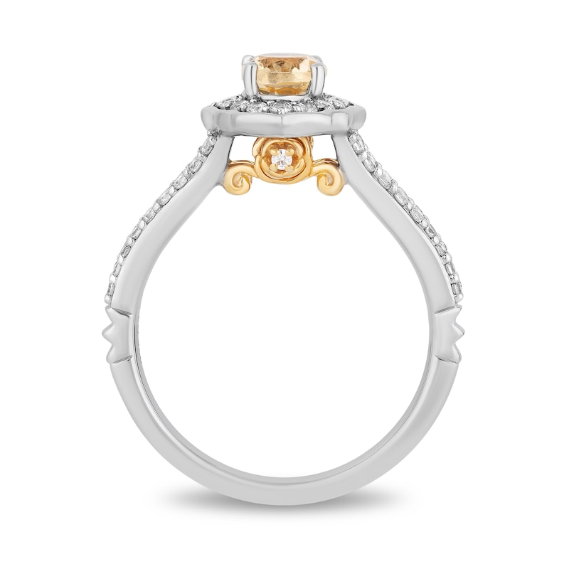 Main Image 3 of Enchanted Disney Belle Oval Citrine and 1/2 CT. T.W. Diamond Frame Split Shank Engagement Ring in 14K Two-Tone Gold