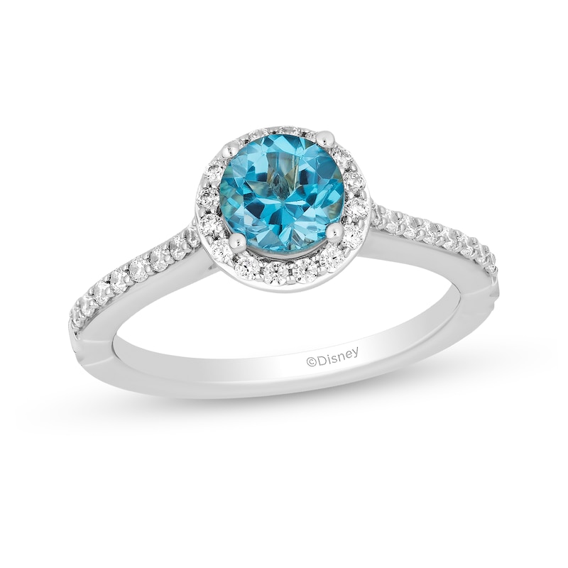 Enchanted Disney Jasmine 6.0mm Swiss Blue Topaz and 1/3 CT. T.W ...