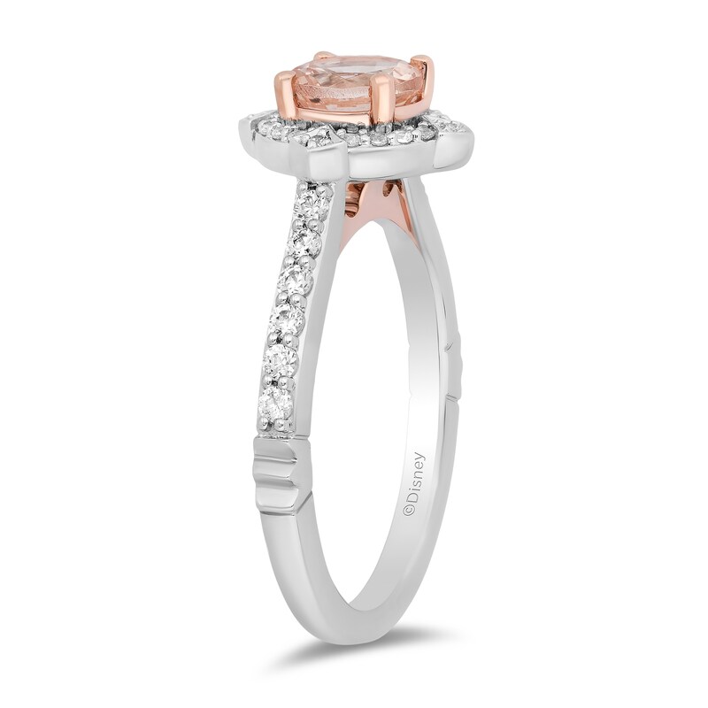 Main Image 2 of Enchanted Disney Aurora 6.0mm Morganite and 1/3 CT. T.W. Diamond Frame Engagement Ring in 14K Two-Tone Gold