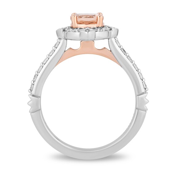 Enchanted Disney Aurora 6.0mm Morganite and 1/3 CT. T.w. Diamond Frame Engagement Ring in 14K Two-Tone Gold