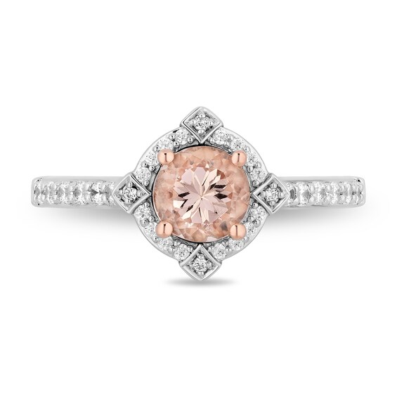 Enchanted Disney Aurora 6.0mm Morganite and 1/3 CT. T.w. Diamond Frame Engagement Ring in 14K Two-Tone Gold