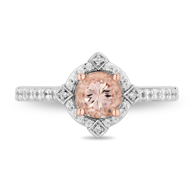 Main Image 4 of Enchanted Disney Aurora 6.0mm Morganite and 1/3 CT. T.W. Diamond Frame Engagement Ring in 14K Two-Tone Gold