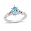 Thumbnail Image 1 of Enchanted Disney Elsa Pear-Shaped Sky Blue Topaz and 3/8 CT. T.W. Diamond Frame Engagement Ring in 14K White Gold