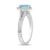 Thumbnail Image 2 of Enchanted Disney Elsa Pear-Shaped Sky Blue Topaz and 3/8 CT. T.W. Diamond Frame Engagement Ring in 14K White Gold