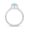 Thumbnail Image 3 of Enchanted Disney Elsa Pear-Shaped Sky Blue Topaz and 3/8 CT. T.W. Diamond Frame Engagement Ring in 14K White Gold