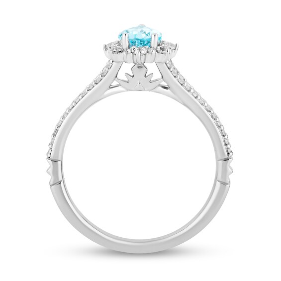 Enchanted Disney Elsa Pear-Shaped Sky Blue Topaz and 3/8 CT. T.w. Diamond Frame Engagement Ring in 14K White Gold