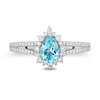 Thumbnail Image 4 of Enchanted Disney Elsa Pear-Shaped Sky Blue Topaz and 3/8 CT. T.W. Diamond Frame Engagement Ring in 14K White Gold
