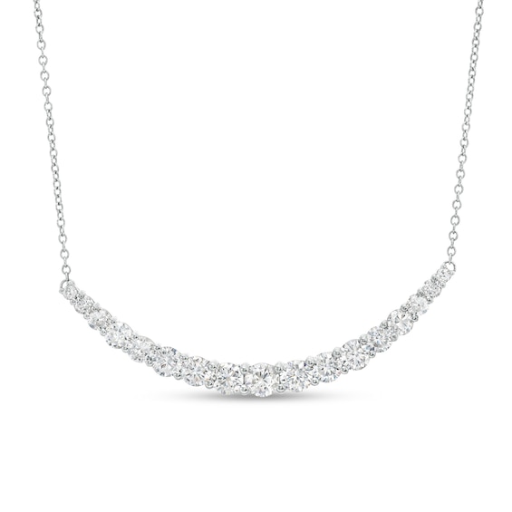 3 CT. T.w. Certified Lab-Grown Diamond Graduated Curved Bar Necklace in 14K White Gold (F/Si2)