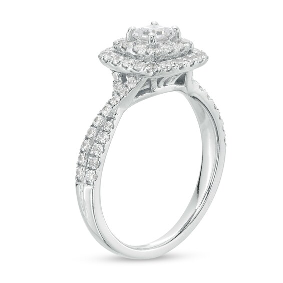 1 CT. T.w. Certified Princess-Cut Lab-Grown Diamond Double Frame Engagement Ring in 10K White Gold (F/Si2)