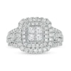 Thumbnail Image 1 of 1-1/4 CT. T.W. Certified Quad Princess-Cut Lab-Grown Diamond Double Frame Engagement Ring in 10K White Gold (F/SI2)