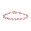 Thumbnail Image 0 of Pear-Shaped Pink Lab-Created Sapphire Tennis Bracelet in Sterling Silver with Rose Rhodium - 7.25"