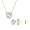 Thumbnail Image 1 of White Lab-Created Sapphire Frame Necklace and Stud Earrings Set in Sterling Silver with Yellow Rhodium