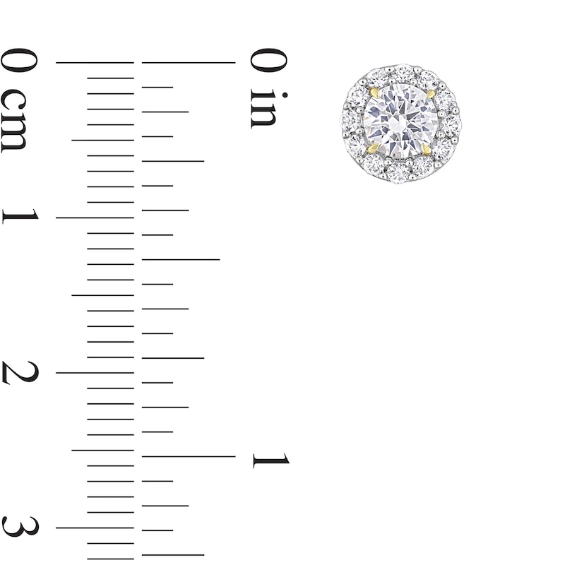 Main Image 5 of White Lab-Created Sapphire Frame Necklace and Stud Earrings Set in Sterling Silver with Yellow Rhodium