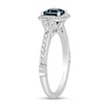 Thumbnail Image 2 of Enchanted Disney Cinderella Princess-Cut London Blue Topaz and 3/8 CT. T.W. Diamond Engagement Ring in 14K White Gold