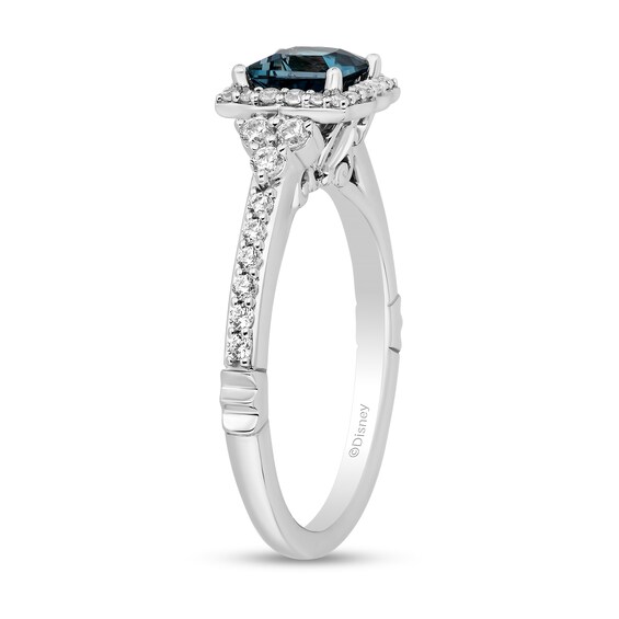 Enchanted Disney Cinderella Princess-Cut London Blue Topaz and 3/8 CT. T.w. Diamond Engagement Ring in 14K White Gold