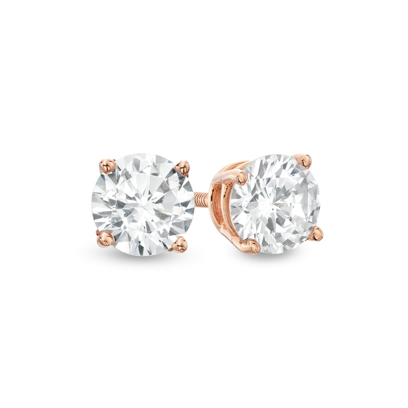 1 CT. T.W. Diamond Solitaire Stud Earrings in 14K Rose Gold (J/I3) | Zales