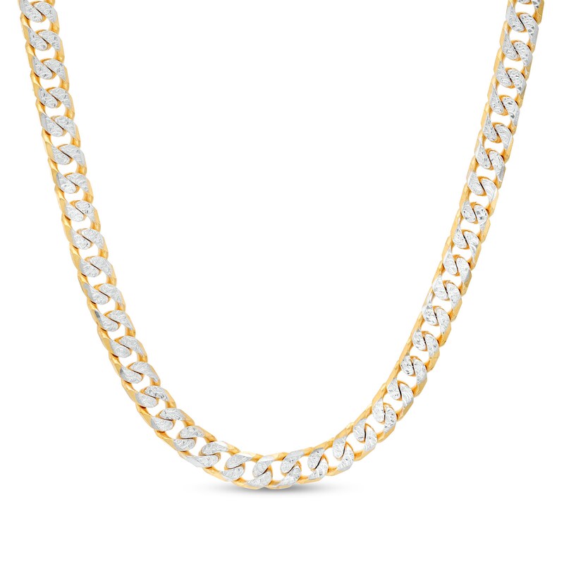 5.5mm Reversible Diamond-Cut Curb Chain Necklace in Solid 10K Two-Tone Gold - 22"