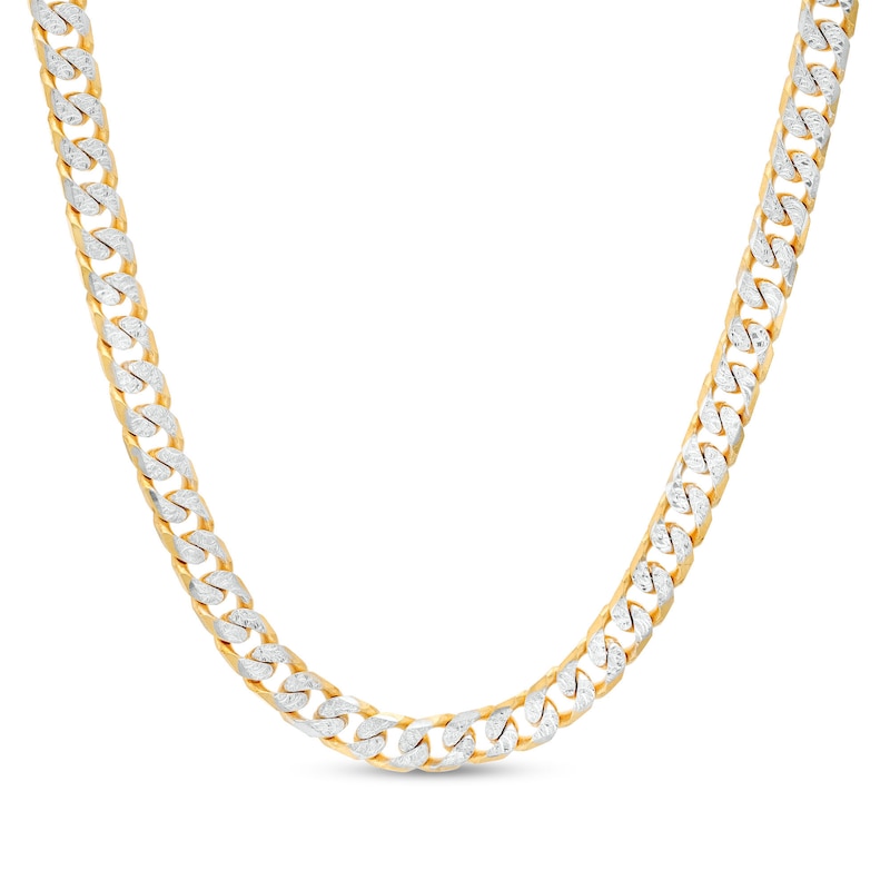 5.5mm Reversible Diamond-Cut Curb Chain Necklace in Solid 10K Two-Tone Gold - 24"