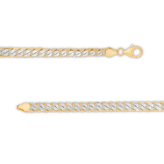 5.5mm Reversible Diamond-Cut Curb Chain Necklace in Solid 10K Two-Tone Gold - 24"