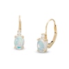 Thumbnail Image 0 of Oval Opal and 1/20 CT. T.W. Diamond Drop Earrings in 10K Gold