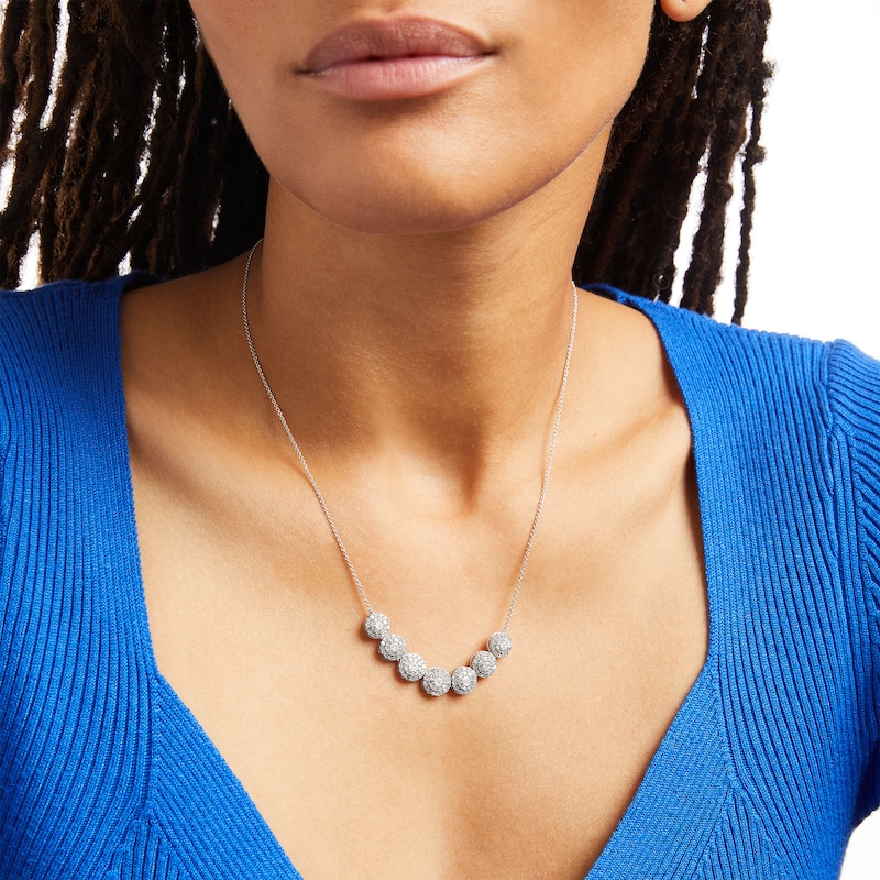 Main Image 2 of 2 CT. T.W. Multi-Diamond Frame Seven Circle Graduated Necklace in 10K White Gold