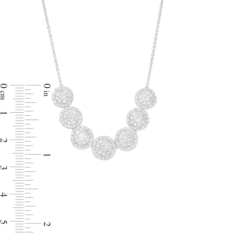 Main Image 3 of 2 CT. T.W. Multi-Diamond Frame Seven Circle Graduated Necklace in 10K White Gold
