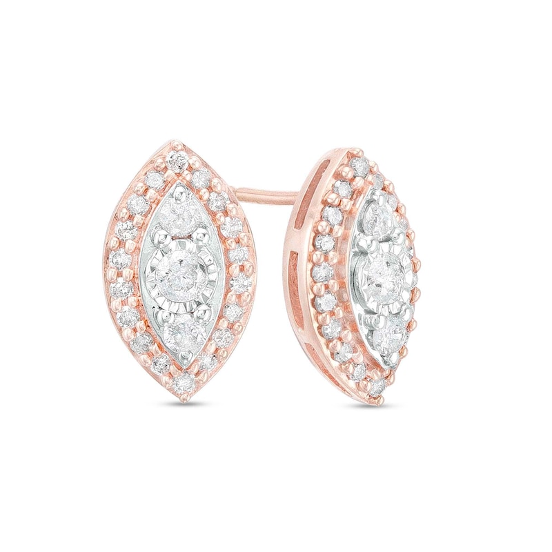 1/2 CT. T.W. Marquise Multi-Diamond Frame Stud Earrings in 10K Rose Gold