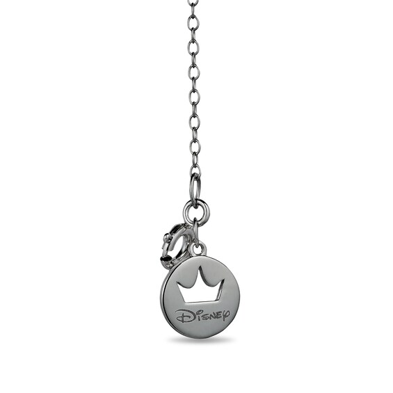 Enchanted Disney 6.0mm Heart-Shaped Garnet and 1/6 CT. T.w. Black Diamond "Love" Necklace in Sterling Silver