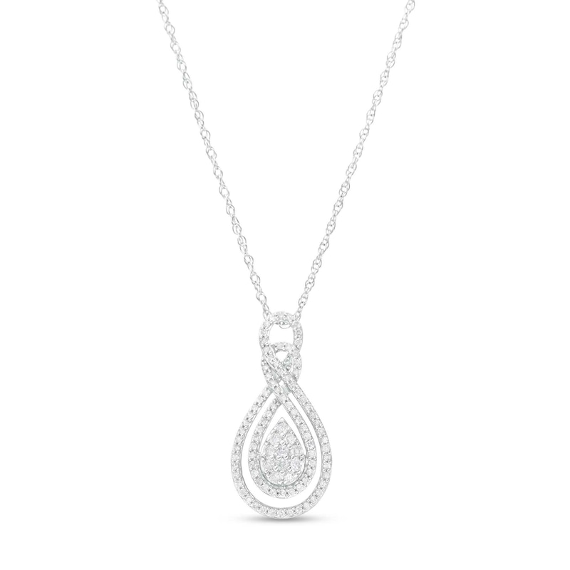 Main Image 1 of 1/2 CT. T.W. Pear-Shaped Multi-Diamond Double Infinity Frame Pendant in 10K White Gold