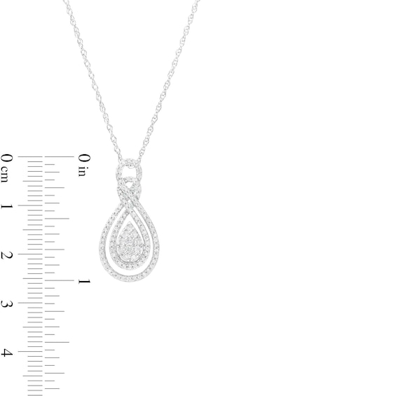 1/2 CT. T.w. Pear-Shaped Multi-Diamond Double Infinity Frame Pendant in 10K White Gold
