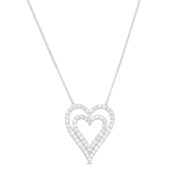 1 CT. T.W. Diamond Heart-in-Heart Necklace in 10K White Gold