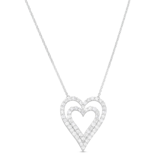 1 CT. T.w. Diamond Heart-in-Heart Necklace in 10K White Gold