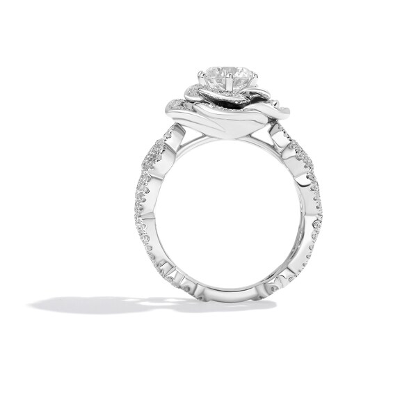 Enchanted Disney Ballroom Belle 2 CT. T.w. Diamond Frame Flower Engagement Ring in 14K White Gold