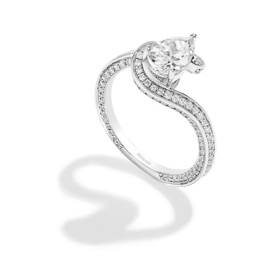 Enchanted Disney Ballroom Moana 1-3/4 CT. T.w. Pear-Shaped Diamond Swirl Shank Engagement Ring in 14K White Gold