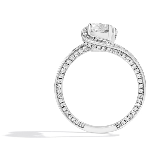Enchanted Disney Ballroom Moana 1-3/4 CT. T.w. Pear-Shaped Diamond Swirl Shank Engagement Ring in 14K White Gold