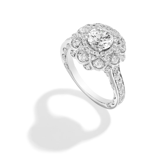 Enchanted Disney Ballroom Ariel 2 CT. T.w. Diamond Scallop Frame Engagement Ring in 14K White Gold