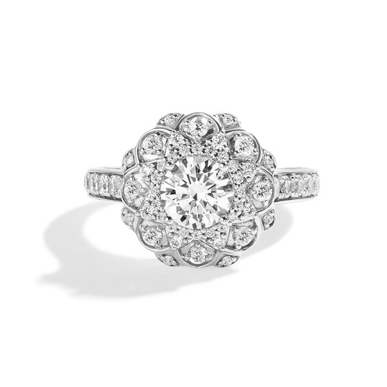 Enchanted Disney Ballroom Ariel 2 CT. T.w. Diamond Scallop Frame Engagement Ring in 14K White Gold
