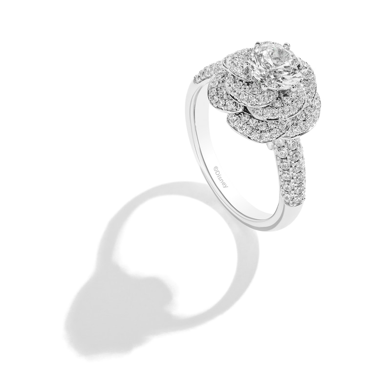 Enchanted Disney Ballroom Belle 1-3/4 CT. T.W. Diamond Swirl Flower  Engagement Ring in 14K White Gold